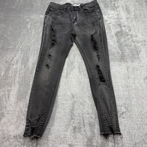 Celebrity Pink Ace Skinny Jeans Women 9/29 Black Good Distressed Frayed Hem